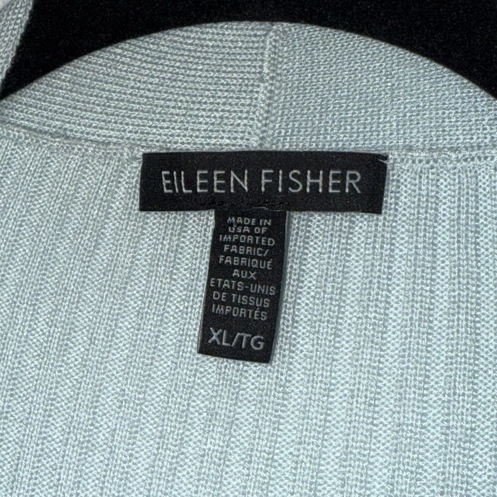 Eileen Fisher Women’s 100% Lyocell Ribbed Long Cardigan Open Front Light Blue XL - Picture 5 of 6